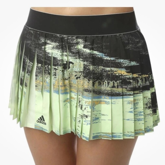 Adidas New York Tennis Pleated Skirt Skort Women’s Size L Lime Green Pickleball - Picture 1 of 10